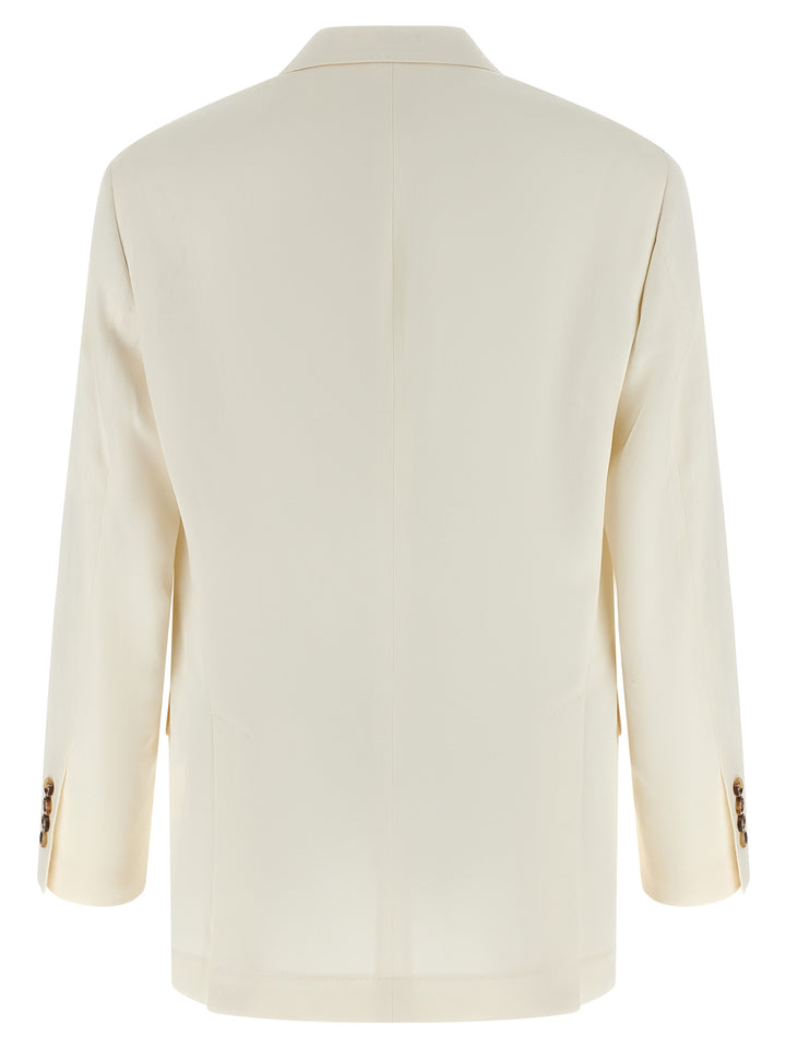 Brunello Cucinelli White Silk Blazer