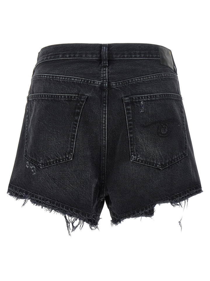 R13 Black Cotton Bermuda Shorts