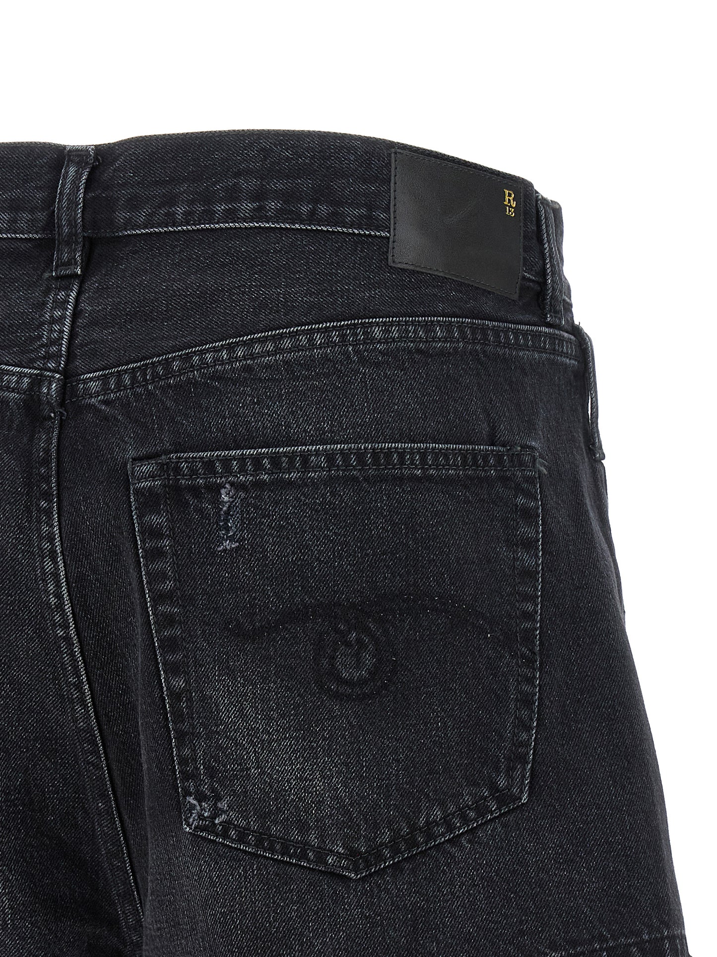 R13 Black Cotton Bermuda Shorts