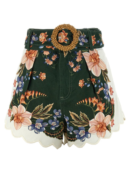 FARM RIO Bicolor Linen Bermuda Shorts