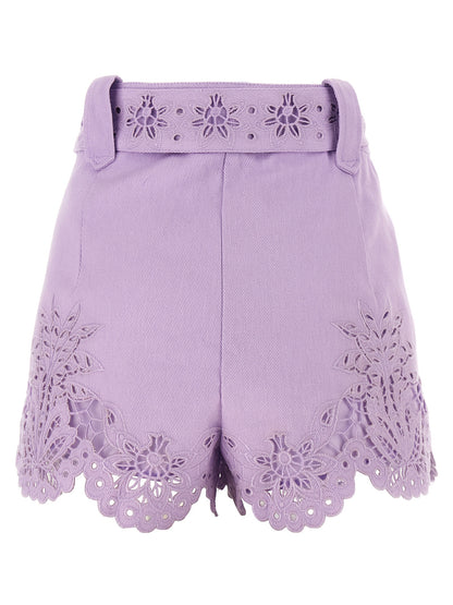 FARM RIO Purple Linen Bermuda Shorts
