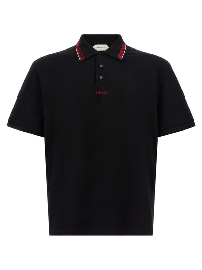 Versace Black Cotton Polo Shirt