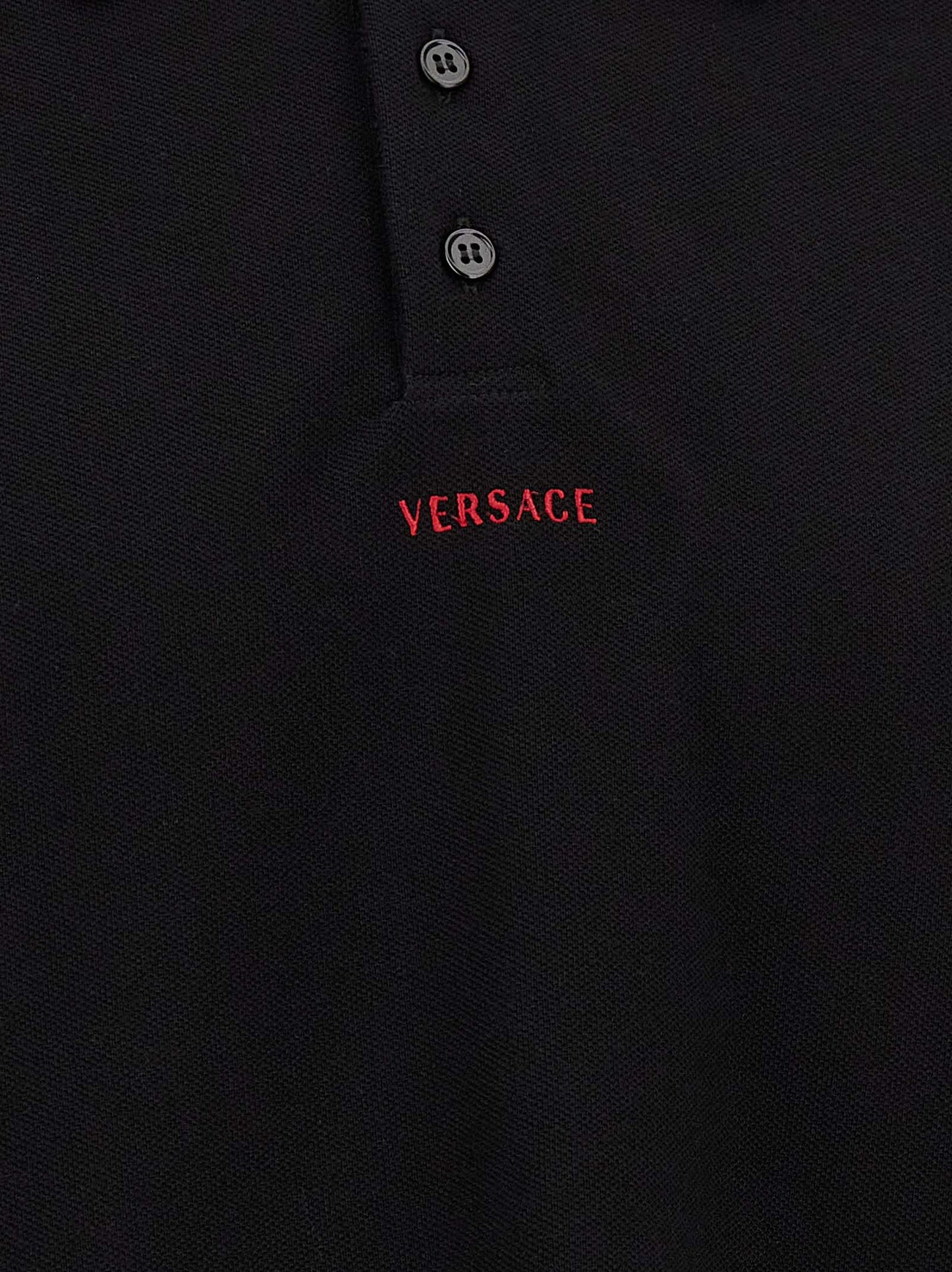 Versace Black Cotton Polo Shirt
