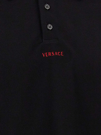 Versace Black Cotton Polo Shirt