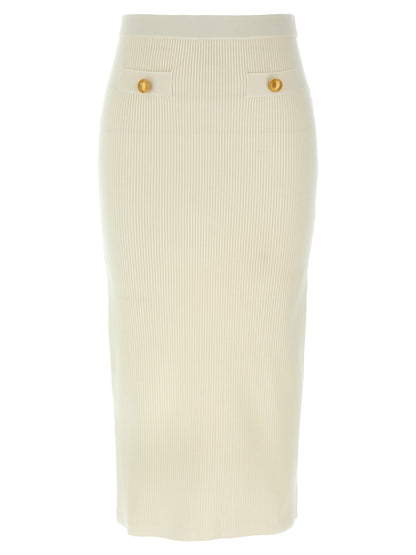 Alessandra Rich White Wool Midi Skirt