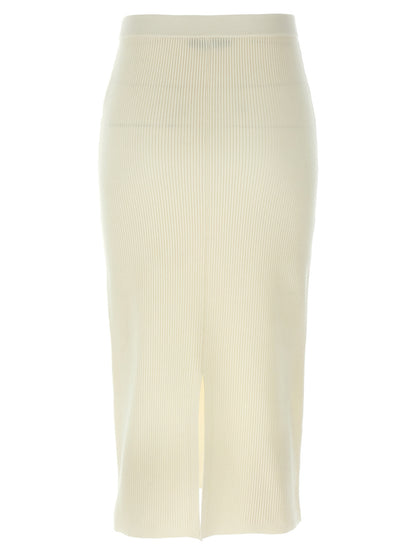 Alessandra Rich White Wool Midi Skirt