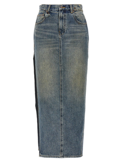 R13 Blue Cotton Mini Skirt