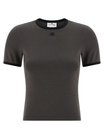 Courrèges Gray Cotton T-Shirt