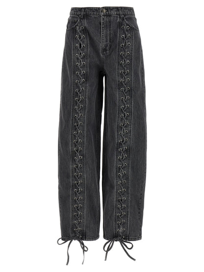 ROTATE BIRGER CHRISTENSEN Black Cotton Straight-Leg Jeans