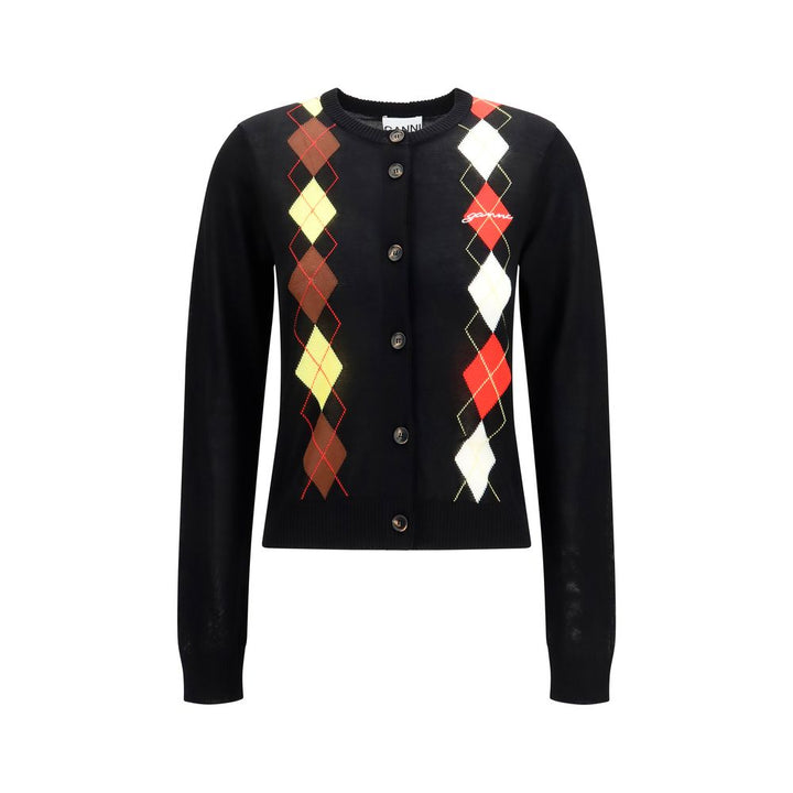 Ganni Black Cotton Cardigan