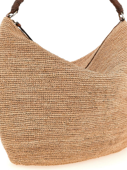 Ibeliv Beige Raffia Shoulder Bag