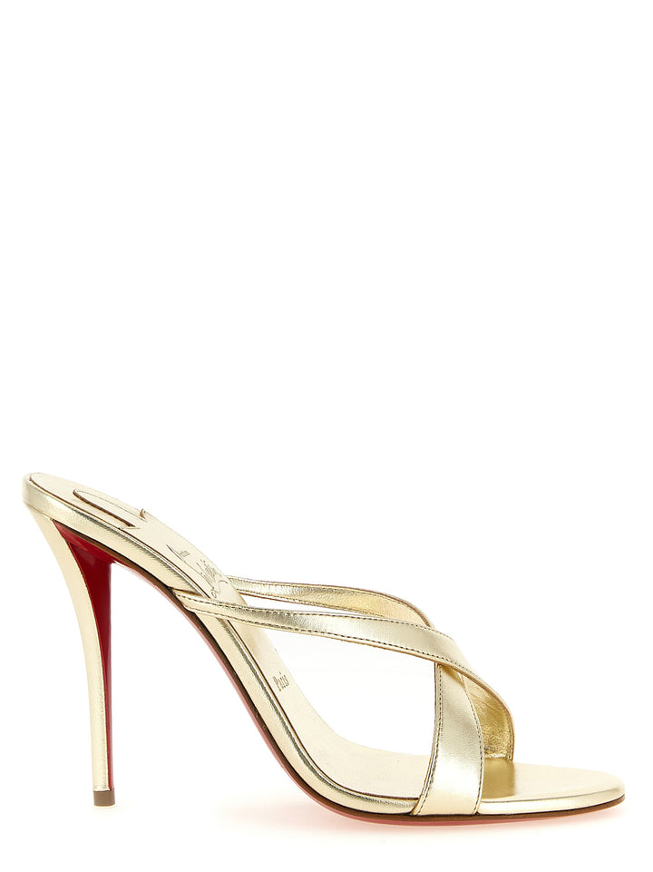 Christian Louboutin Gold Lambskin Stiletto Heel Sandals