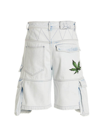 GCDS Blue Cotton Bermuda Shorts