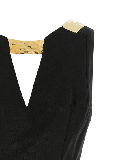 Elisabetta Franchi Black Cotton Short Dress
