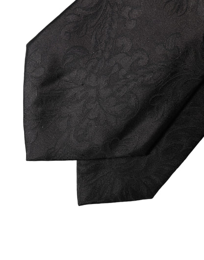 Cravate en soie tissée noire Paisley réglable pour femme Dolce & Gabbana