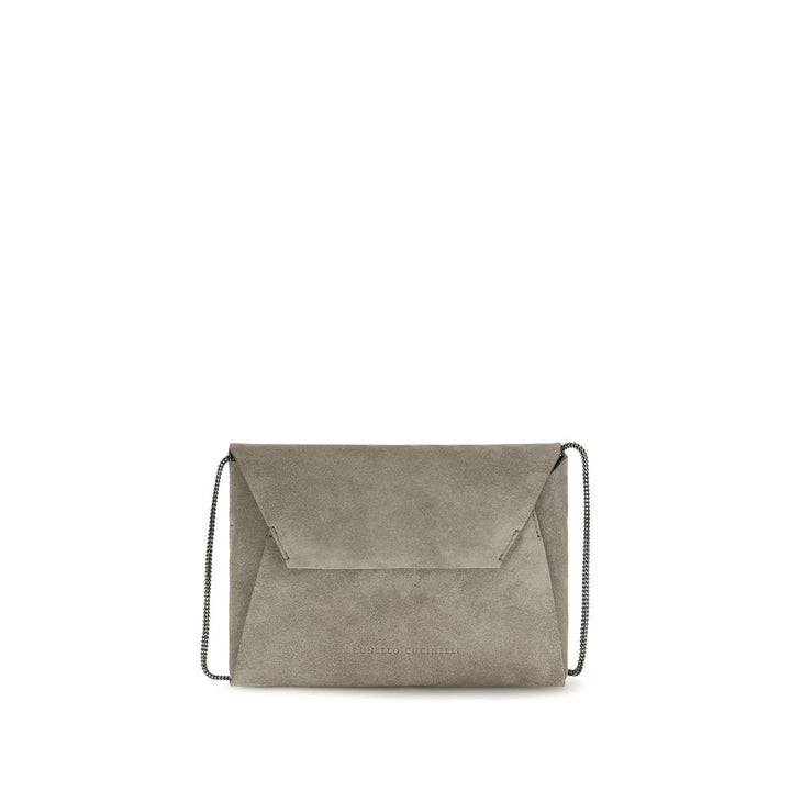 Brunello Cucinelli Gray Calf Leather Bos Taurus Clutch Bag