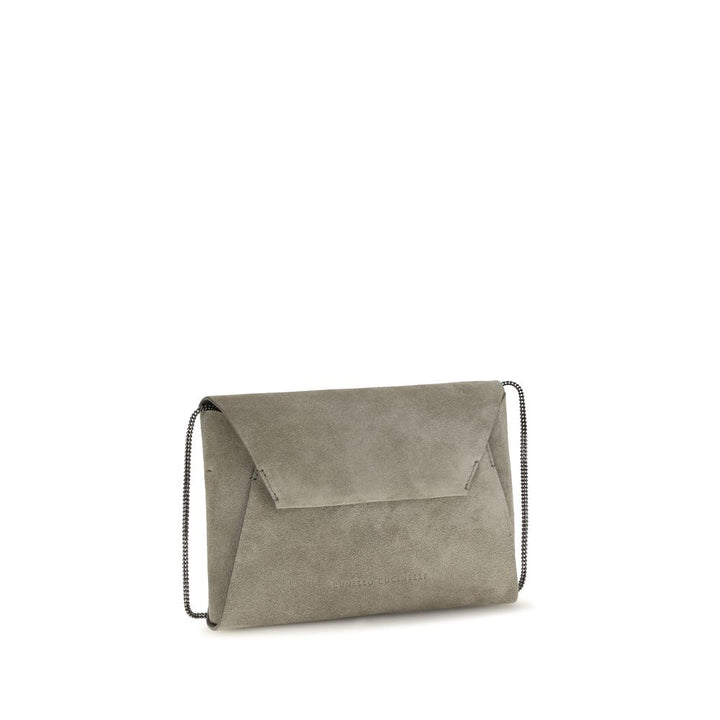 Brunello Cucinelli Gray Calf Leather Bos Taurus Clutch Bag