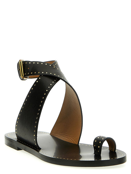 Isabel Marant Black Calfskin Flat Sandals