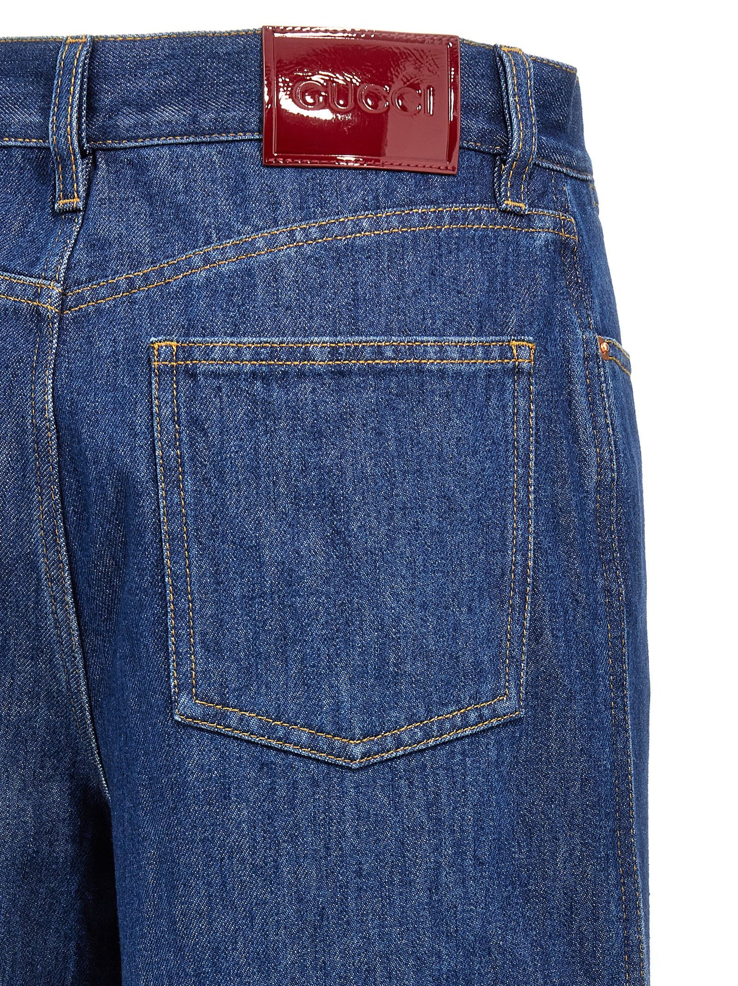 Gucci Blue Cotton Relaxed Fit Jeans