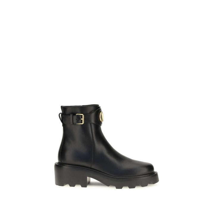 Valentino Garavani Black Calf Leather Bos Taurus Ankle Boots