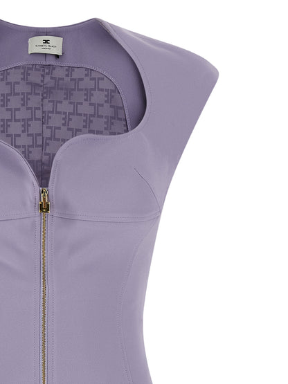 Elisabetta Franchi Purple Polyester Midi Dress
