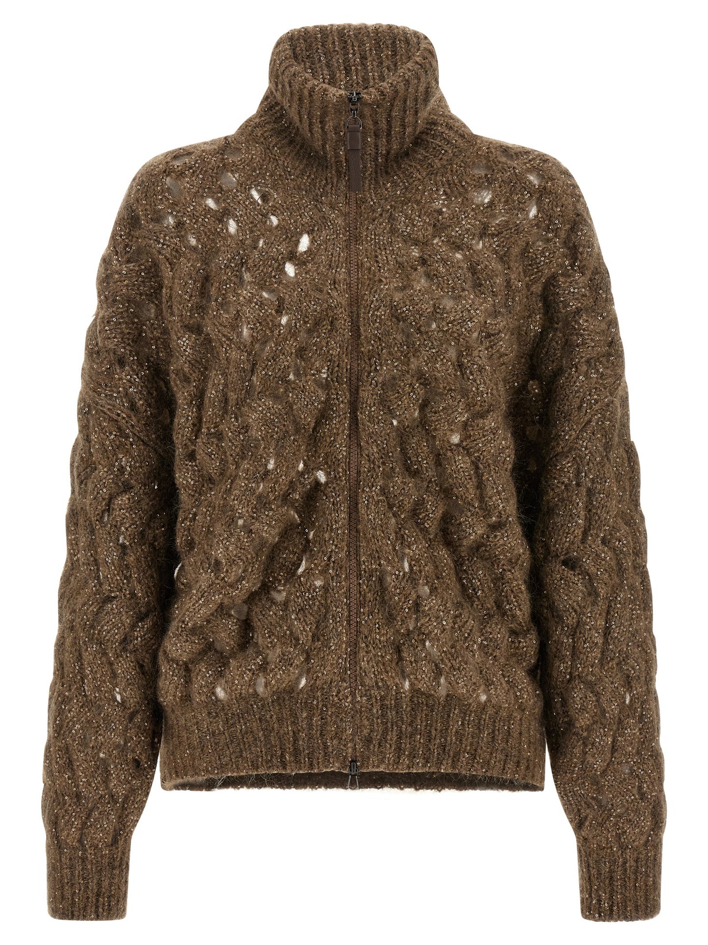 Brunello Cucinelli Brown Wool Cardigan