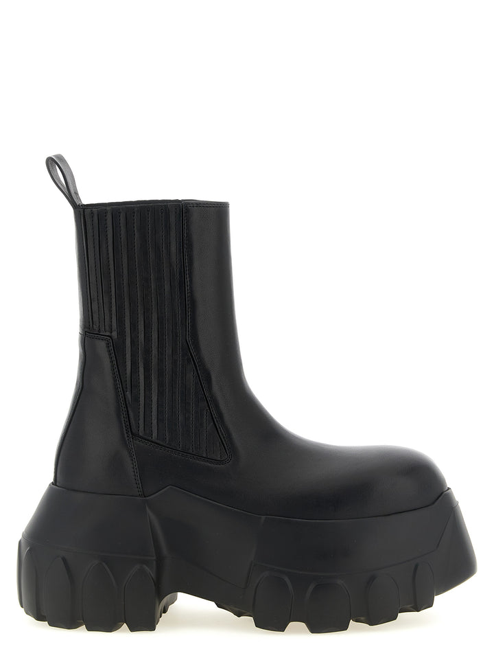 Rick Owens Black Ramie Ankle Boots