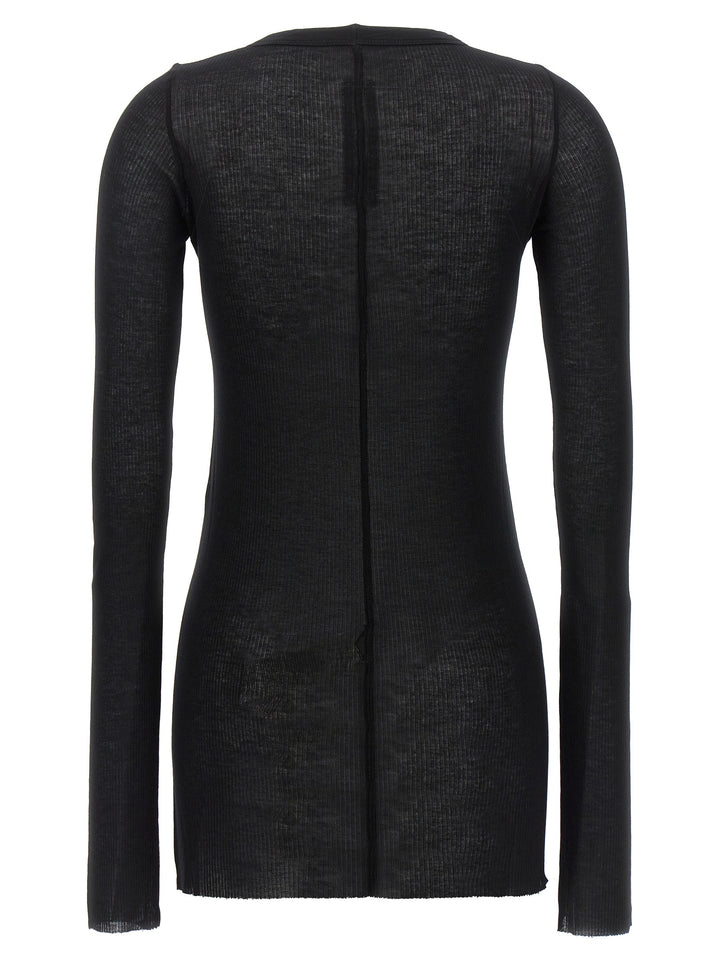 Rick Owens Black Viscose Long Sleeve T-Shirt