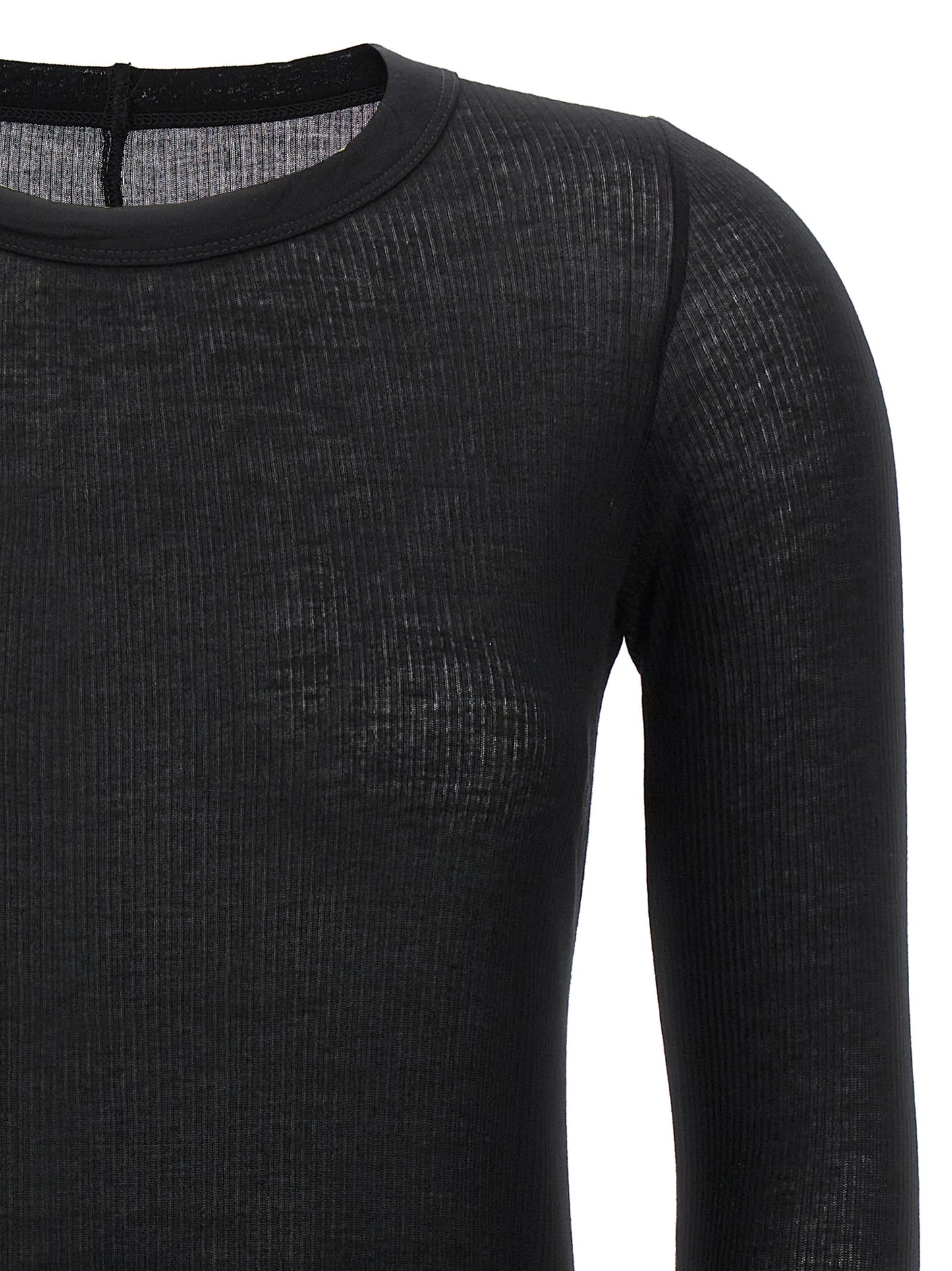 Rick Owens Black Viscose Long Sleeve T-Shirt