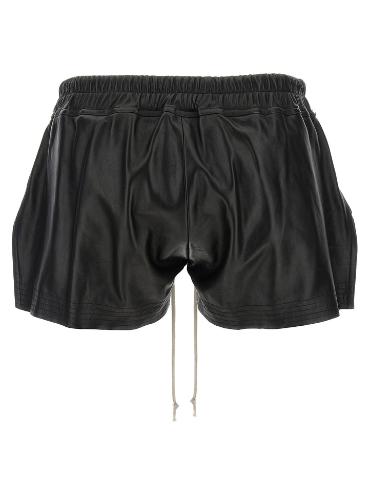 Rick Owens Black Lamb Leather Bermuda Shorts