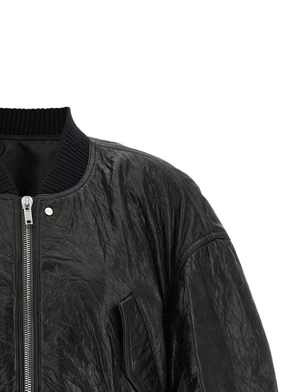 Rick Owens Black Lamb Leather Leather Jacket