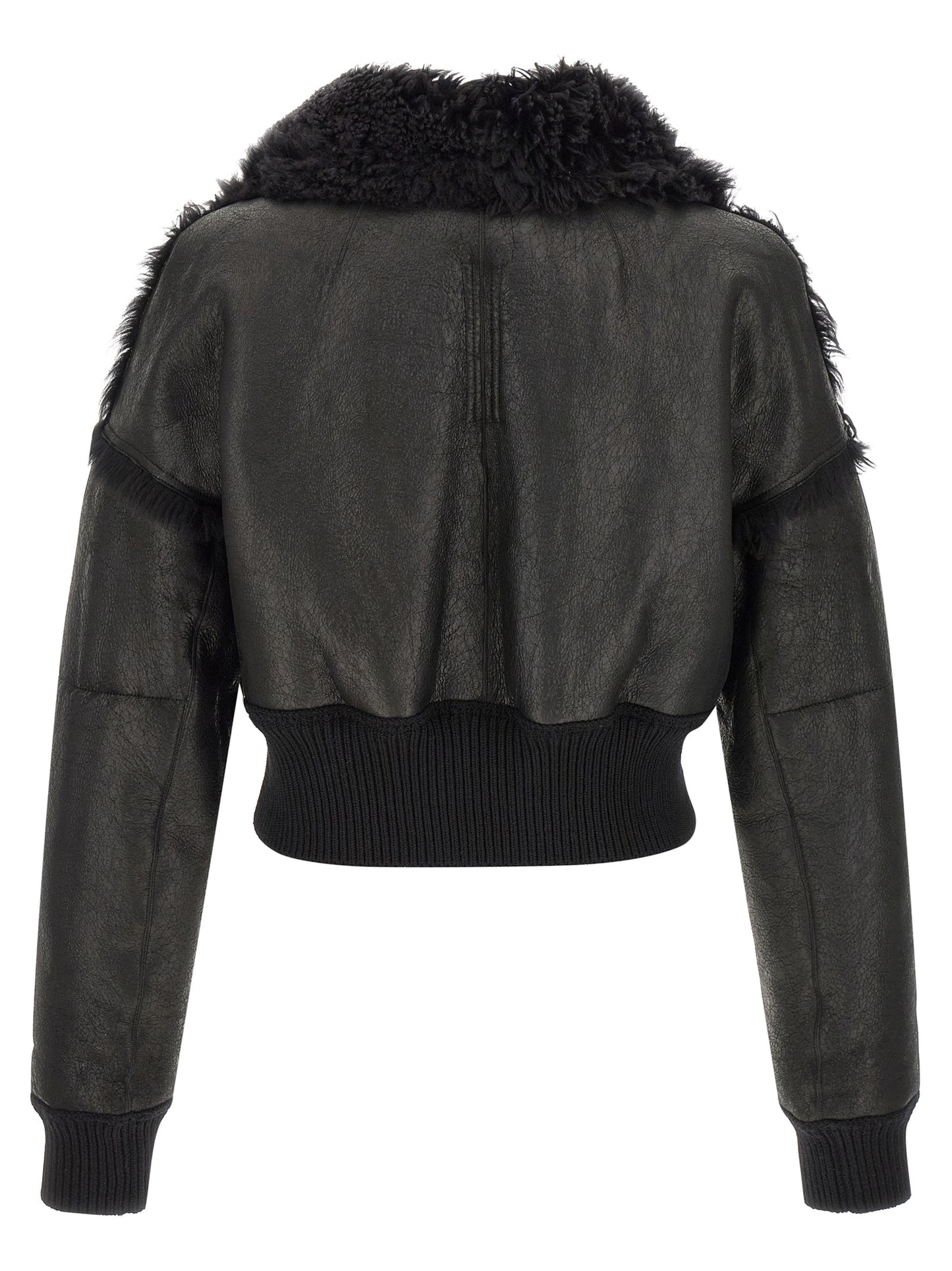 Rick Owens Black Lamb Fur Leather Jacket