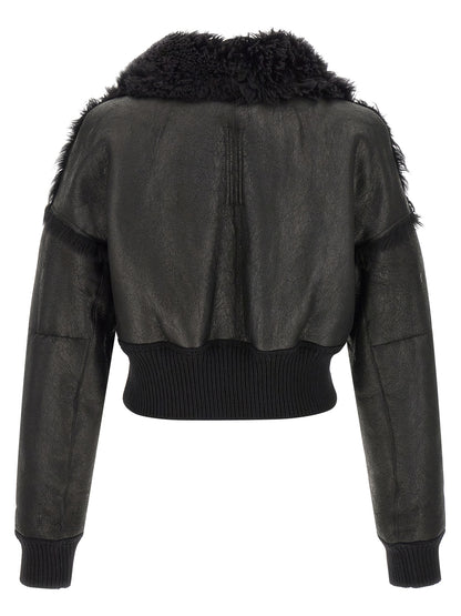 Rick Owens Black Lamb Fur Leather Jacket
