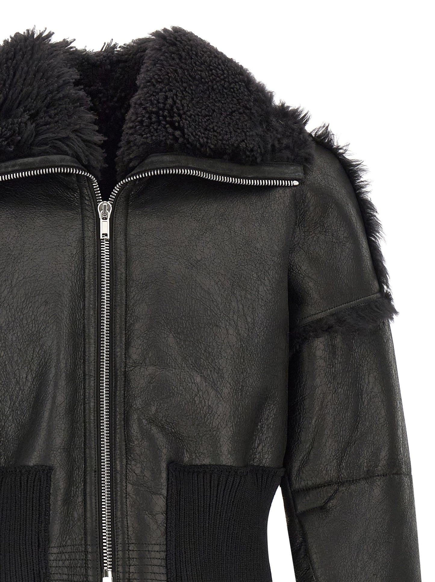 Rick Owens Black Lamb Fur Leather Jacket