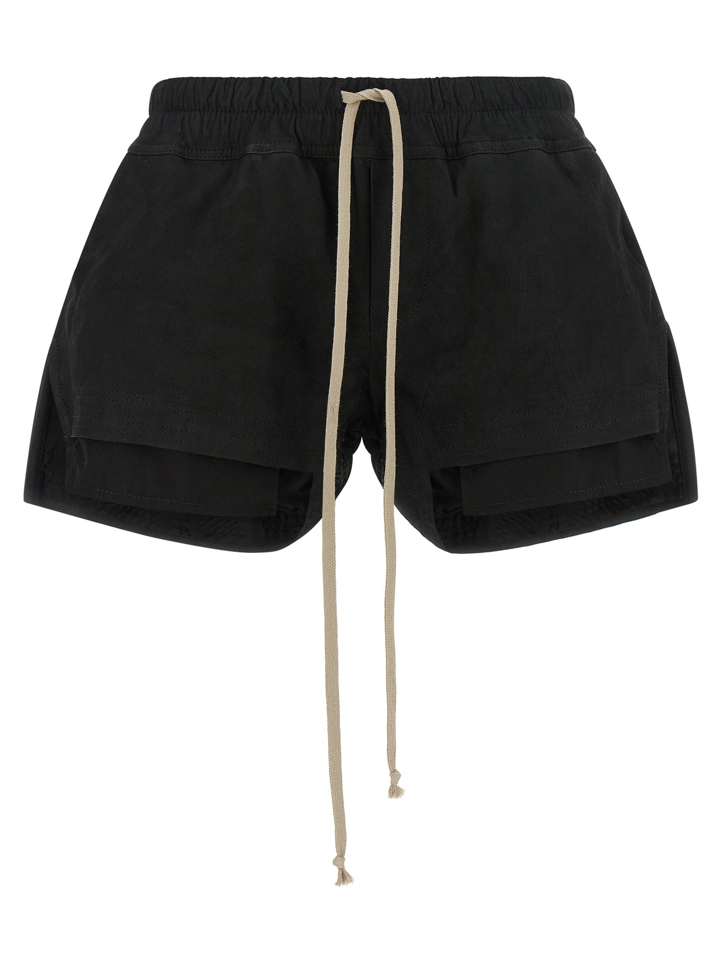 Rick Owens Black Lamb Leather Bermuda Shorts