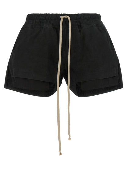 Rick Owens Black Lamb Leather Bermuda Shorts