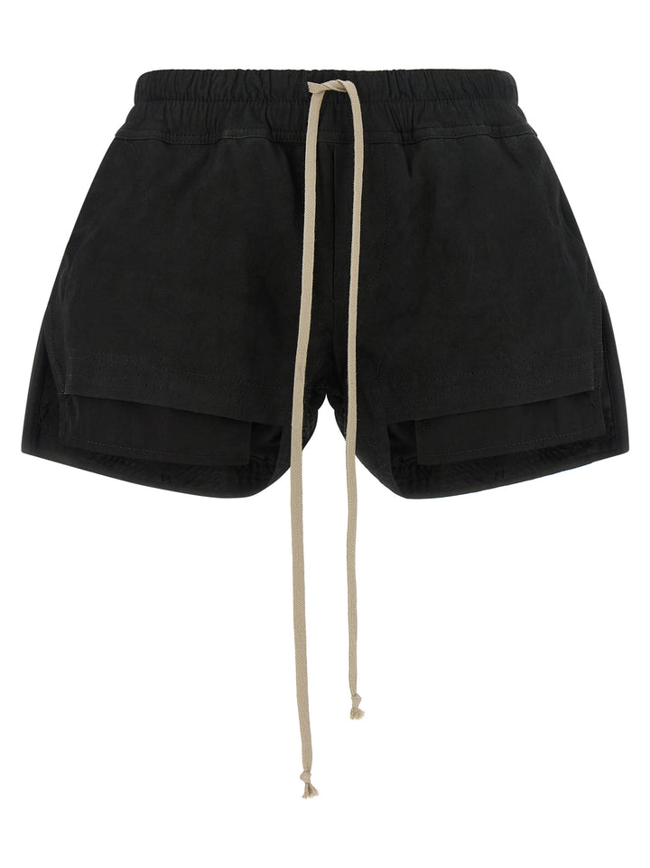 Rick Owens Black Lamb Leather Bermuda Shorts