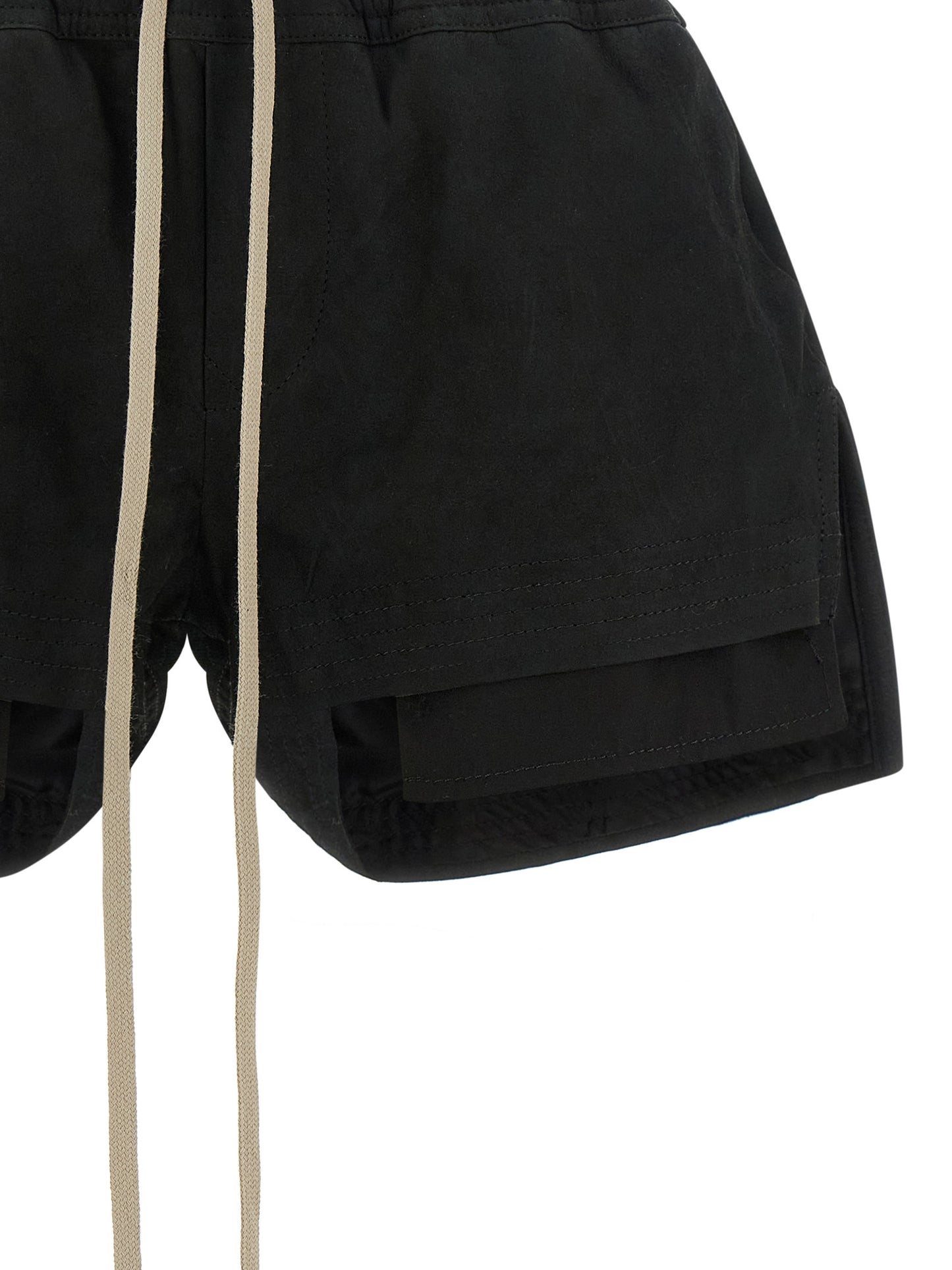 Rick Owens Black Lamb Leather Bermuda Shorts