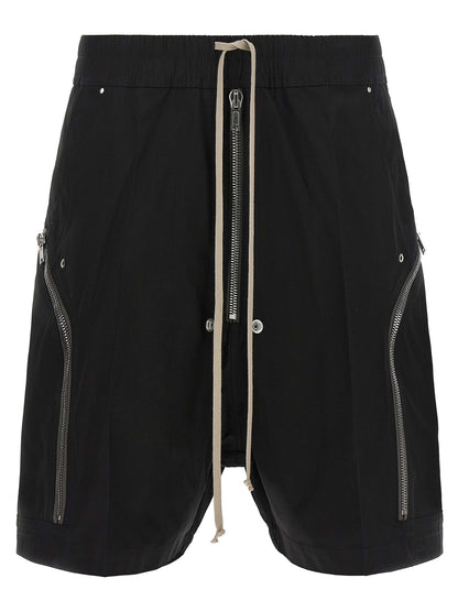 Rick Owens Black Cotton Bermuda Shorts