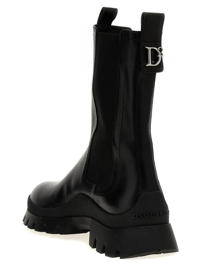 Dsquared² Black Calfskin Ankle Boots