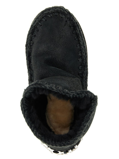 Mou Black Lamb Leather Ankle Boots