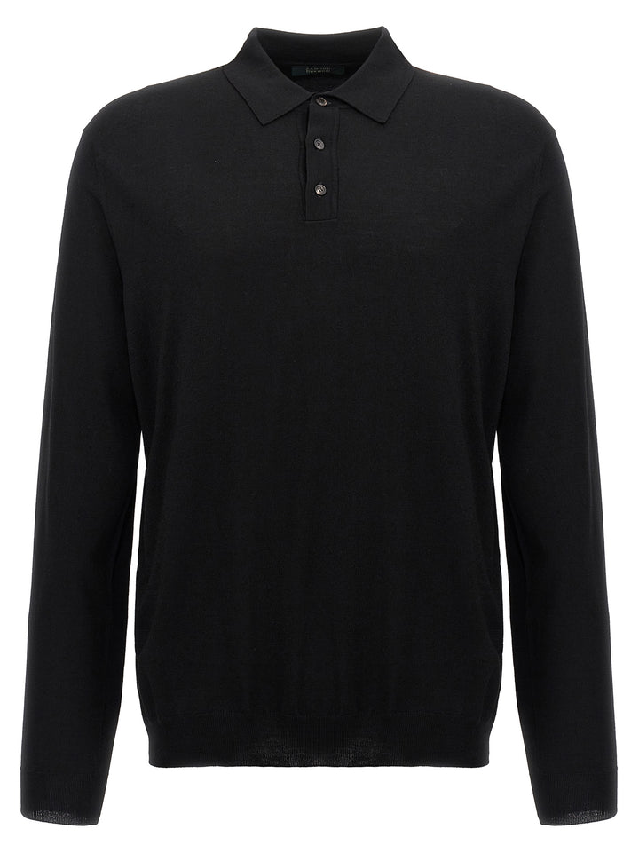 ZANONE Black Virgin Wool Polo Shirt
