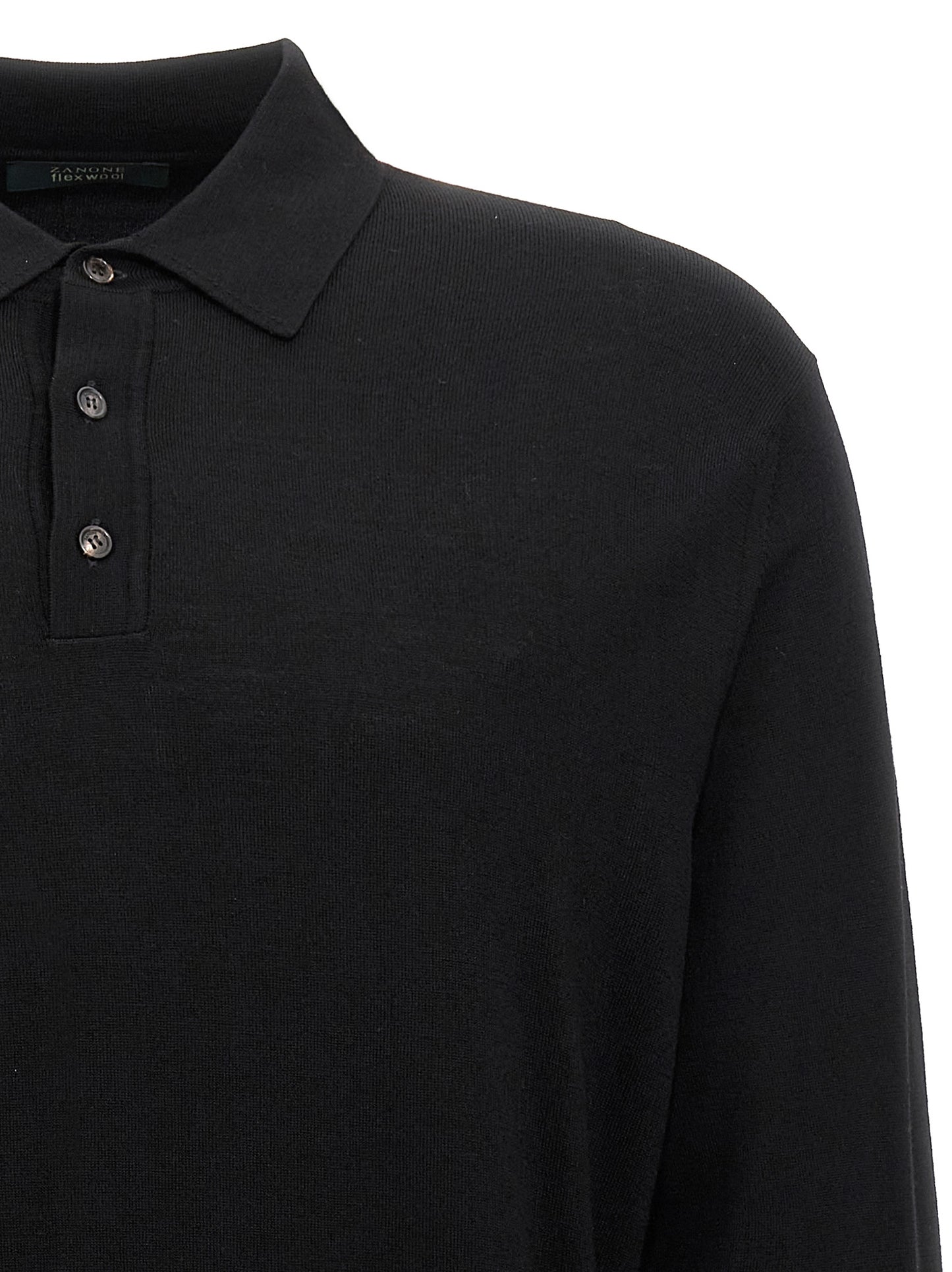 ZANONE Black Virgin Wool Polo Shirt