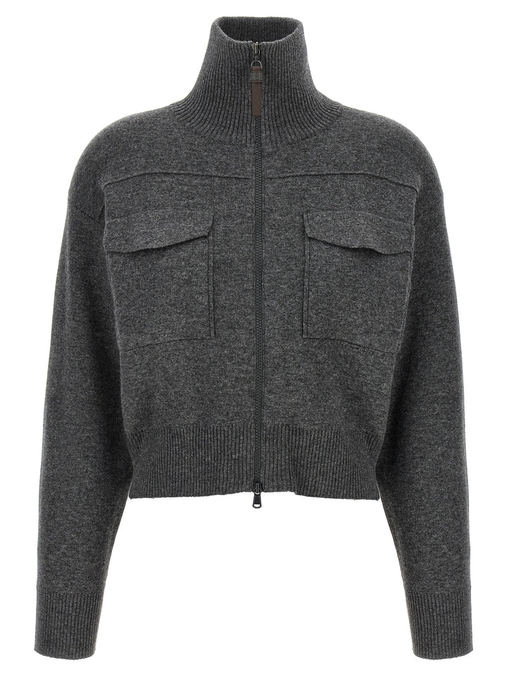 Brunello Cucinelli Gray Cashmere Cardigan