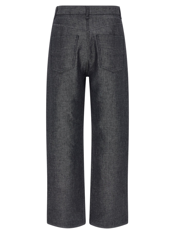 Fendi Gray Linen Straight-Leg Jeans