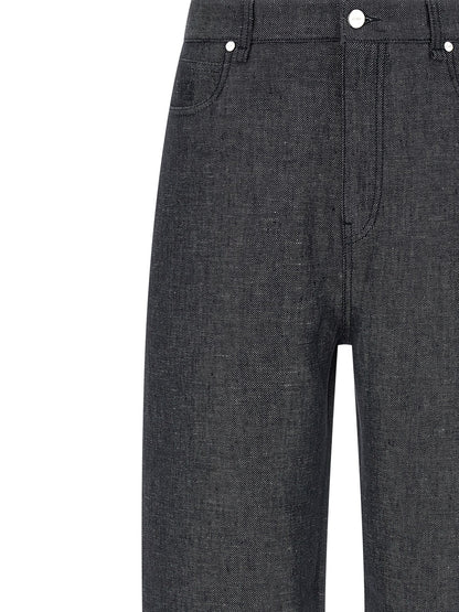 Fendi Gray Linen Straight-Leg Jeans