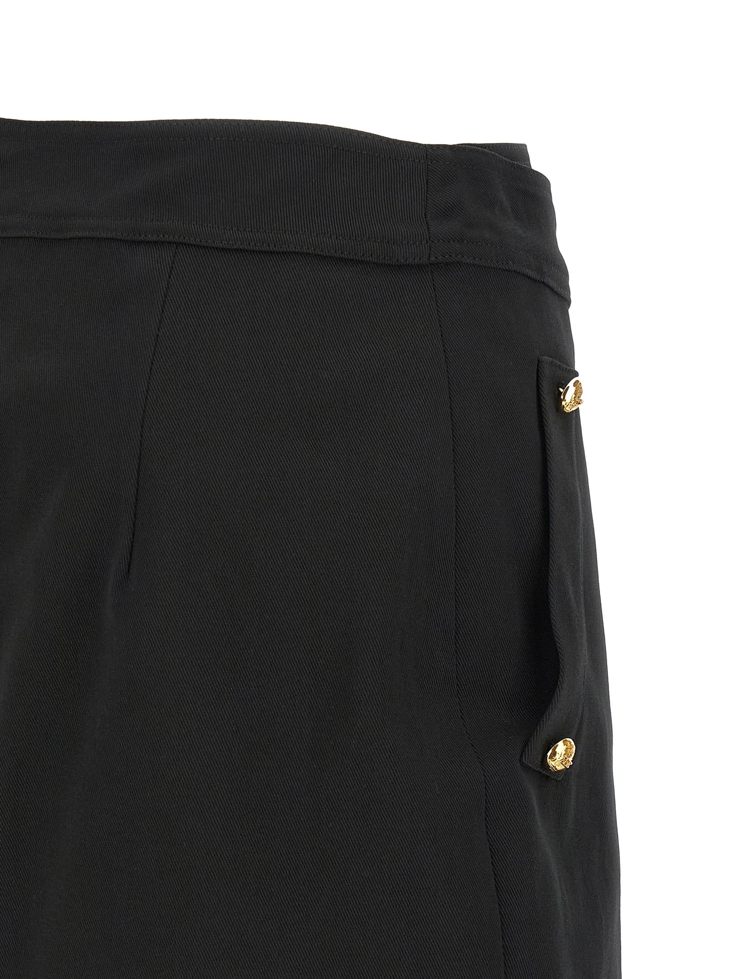 Elisabetta Franchi Black Cotton Long Skirt