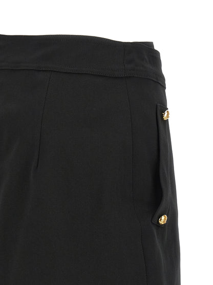 Elisabetta Franchi Black Cotton Long Skirt