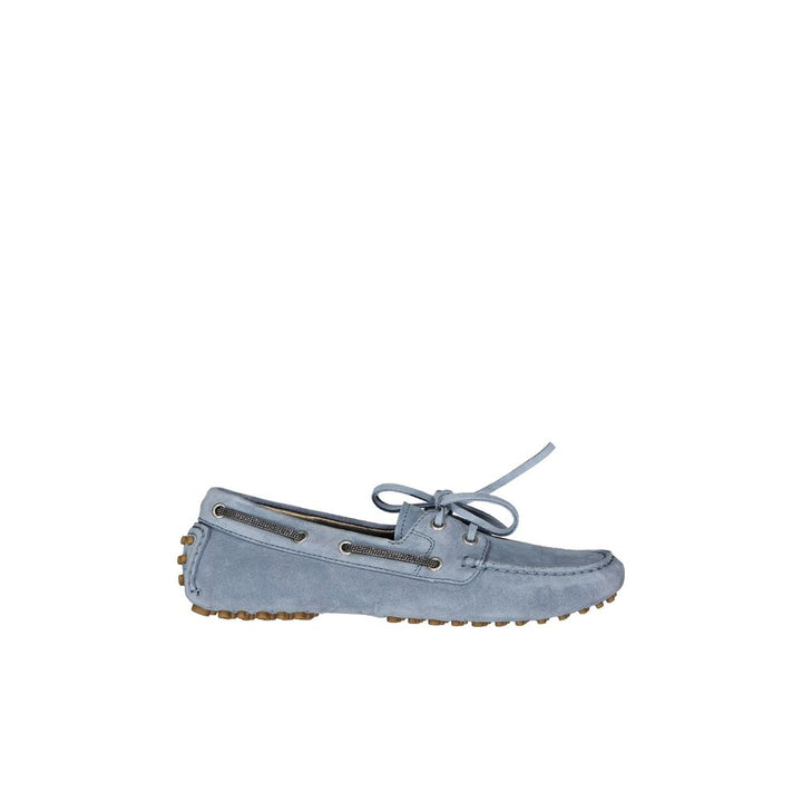 Brunello Cucinelli Blue Leather Slip-On Loafers