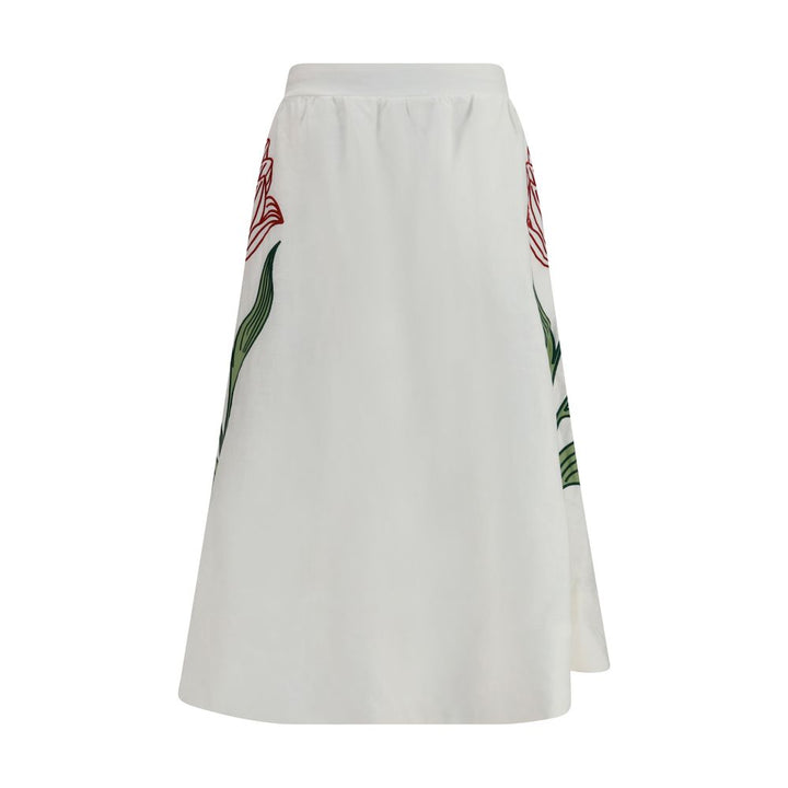 FARM RIO White Linen Midi Skirt